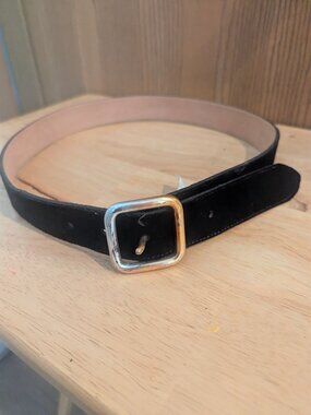 VTG Gap Brass Buckle Leather Black Velvet Belt-Women's Size 32
